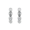 Silver Pear Diamond Bezel Hoop Earrings