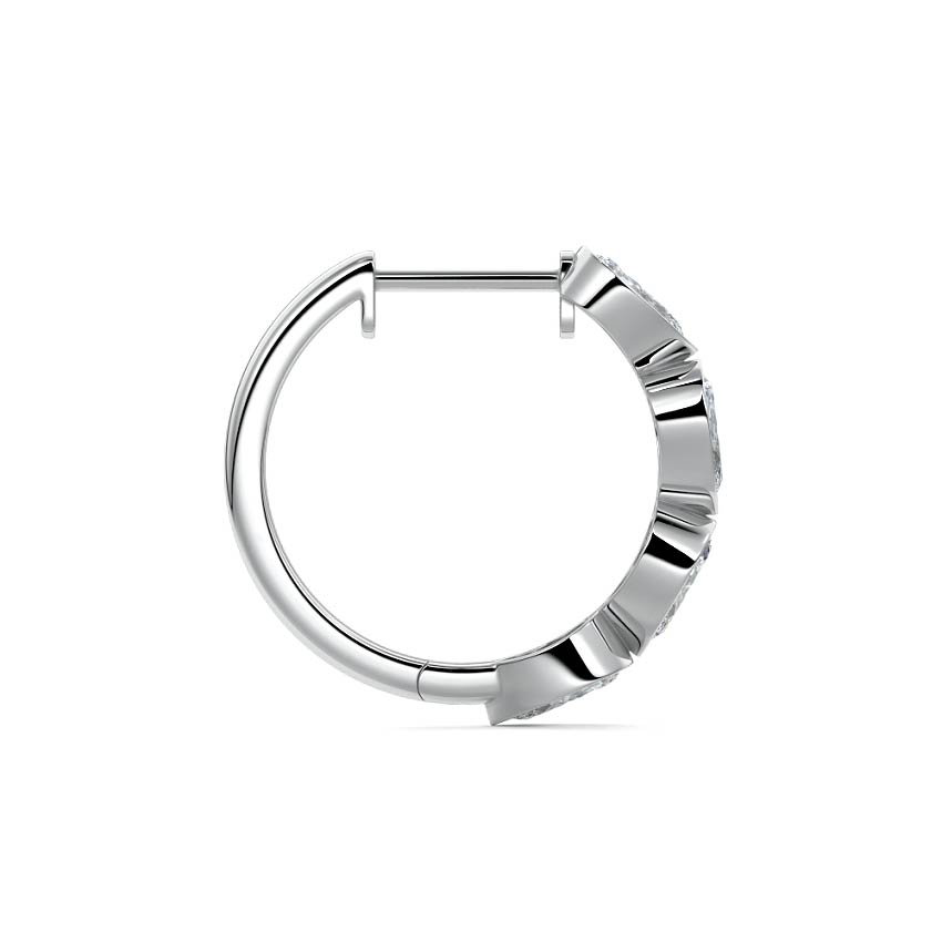 Silver Pear Diamond Bezel Hoop Earrings