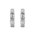 Platinum Radiant Diamond Bezel Hoop Earrings