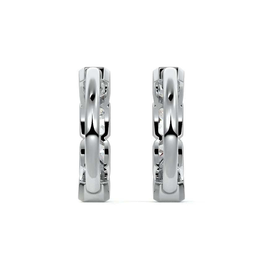 Platinum Radiant Diamond Bezel Hoop Earrings