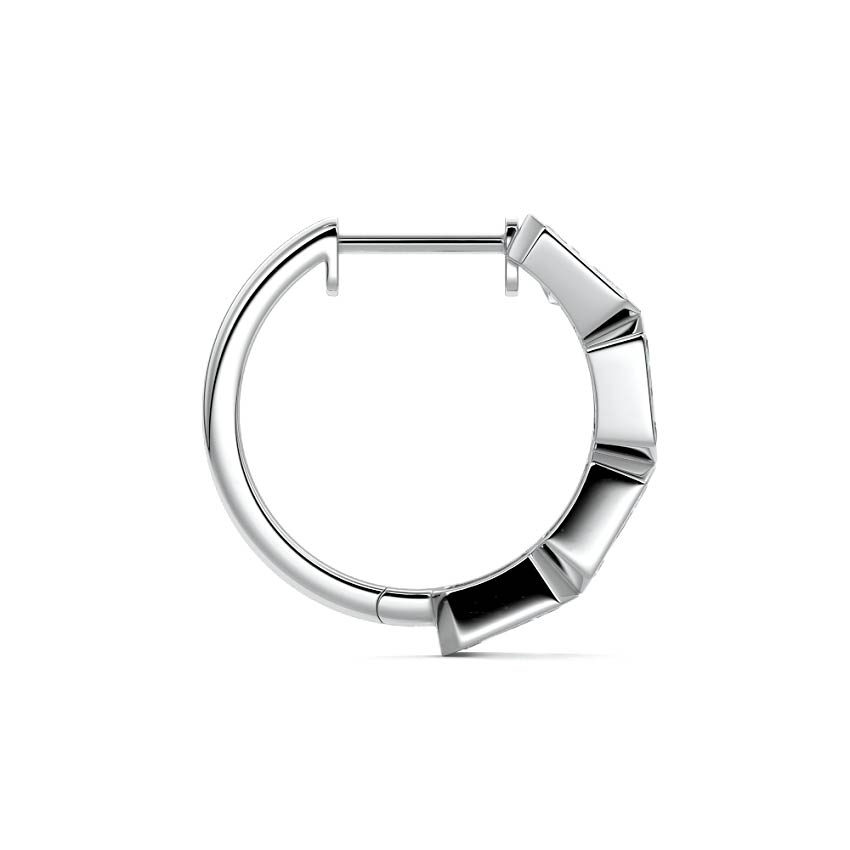 Platinum Radiant Diamond Bezel Hoop Earrings