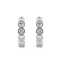 Platinum Cushion Diamond Bezel Hoop Earrings