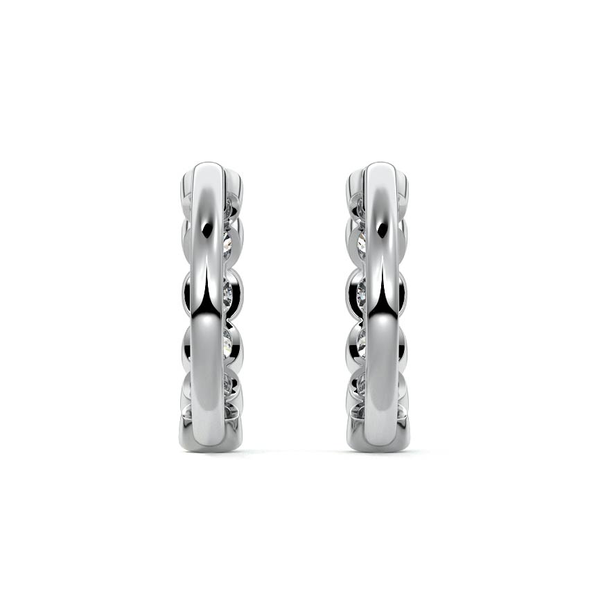 Platinum Cushion Diamond Bezel Hoop Earrings