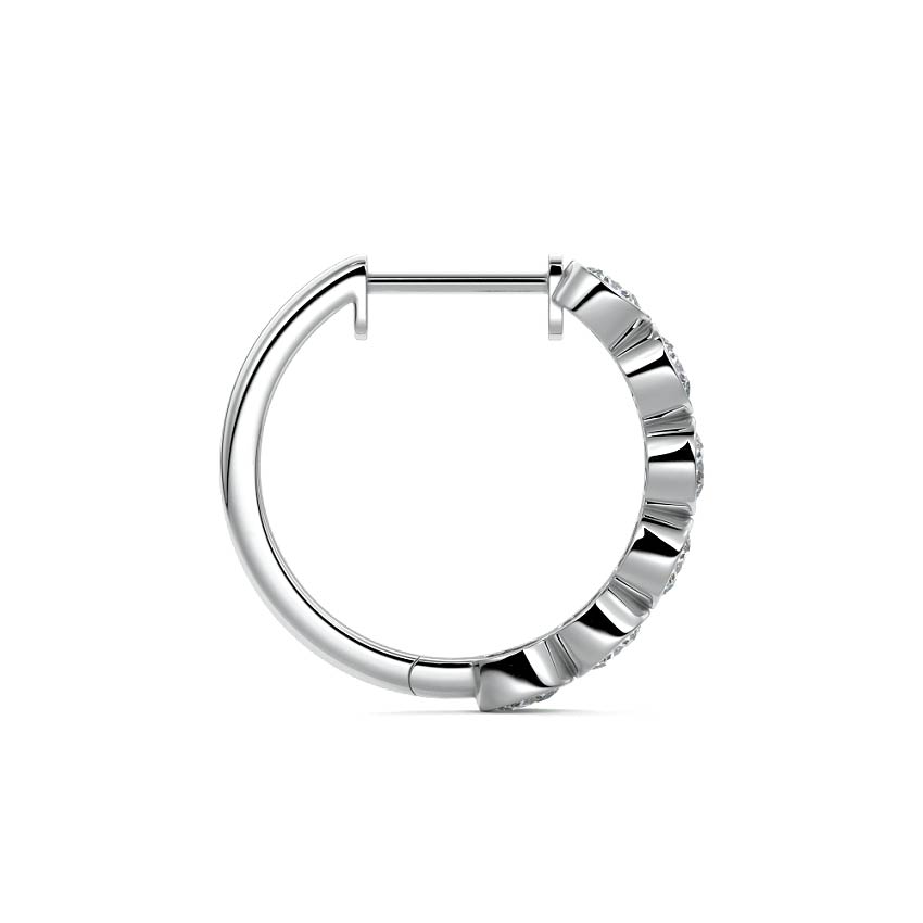 Platinum Cushion Diamond Bezel Hoop Earrings