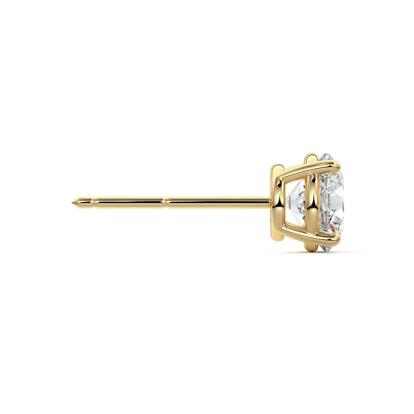 Yellow gold Round Diamond Solitaire Stud Earrings