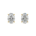 Yellow gold Oval Diamond Solitaire Stud Earrings