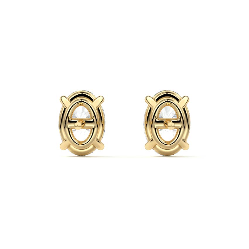Yellow gold Oval Diamond Solitaire Stud Earrings