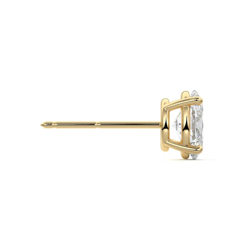 Yellow gold Oval Diamond Solitaire Stud Earrings