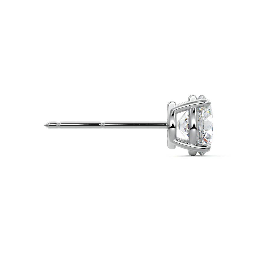 Silver Round Diamond Solitaire Stud Earrings