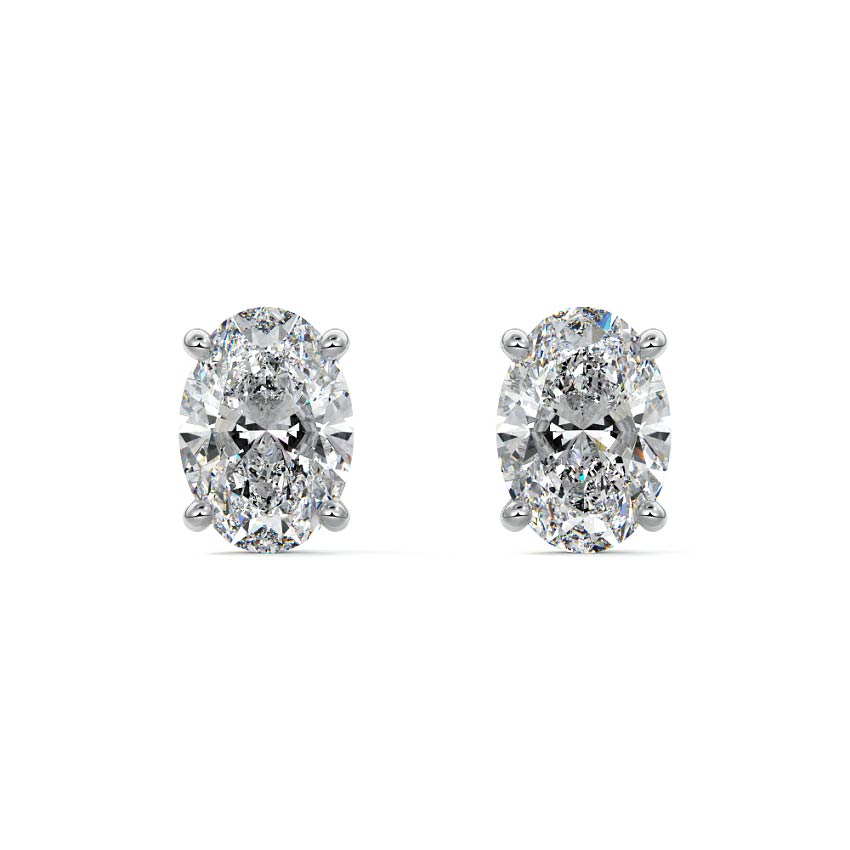 Silver Round Diamond Solitaire Stud Earrings