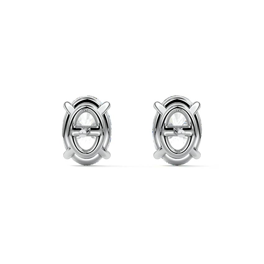 Silver Round Diamond Solitaire Stud Earrings