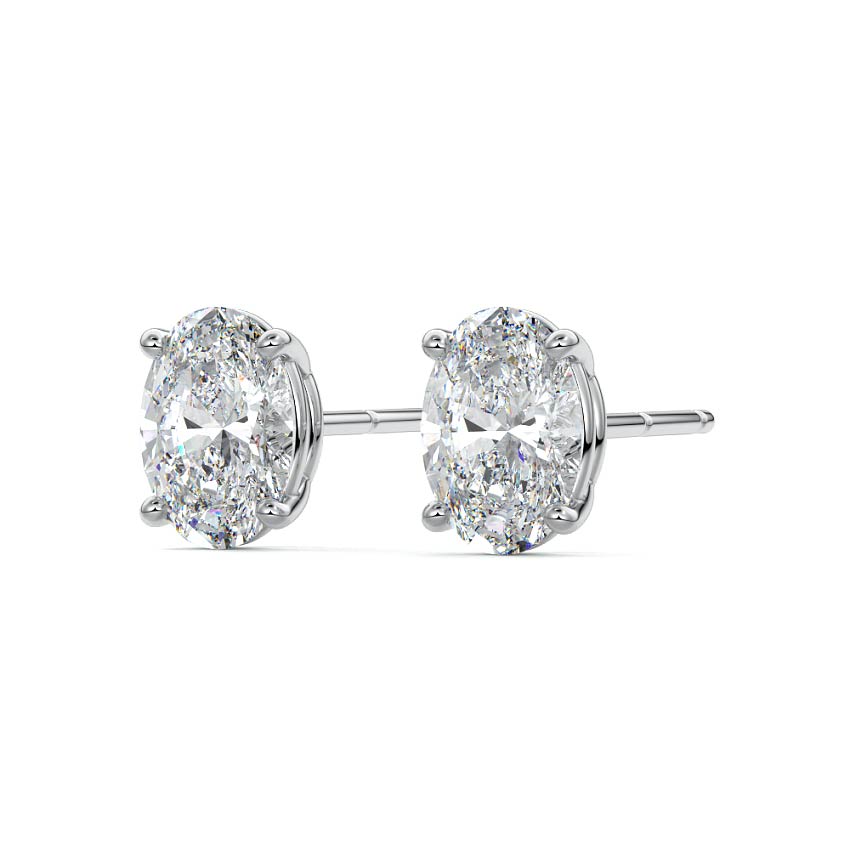 Silver Round Diamond Solitaire Stud Earrings