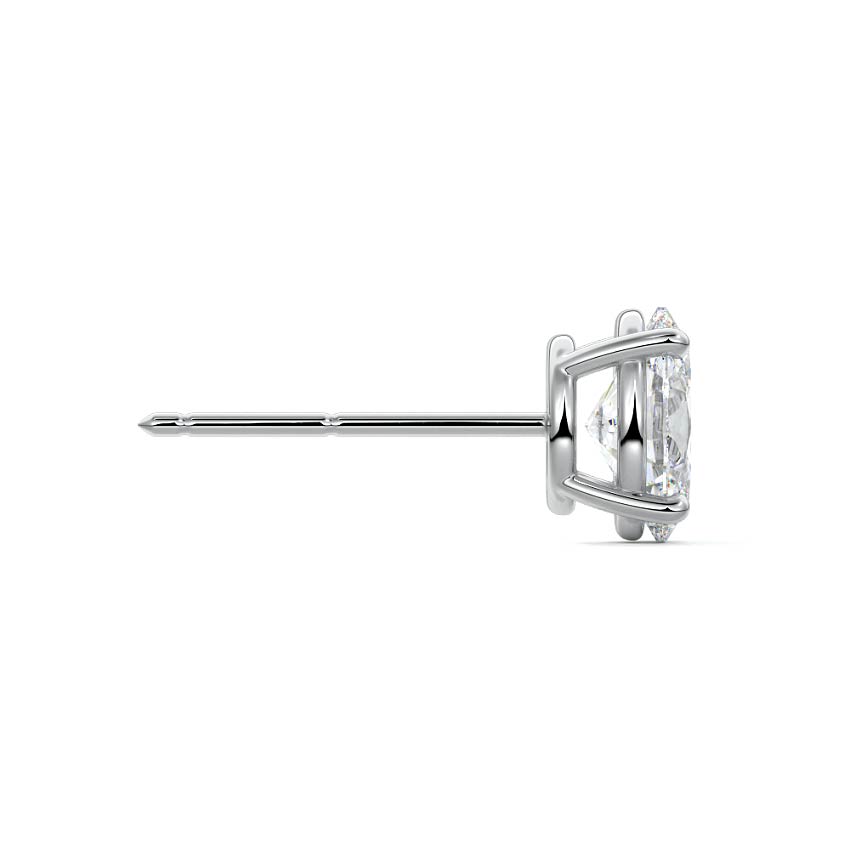 Silver Round Diamond Solitaire Stud Earrings