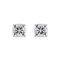 Silver Round Diamond Solitaire Stud Earrings