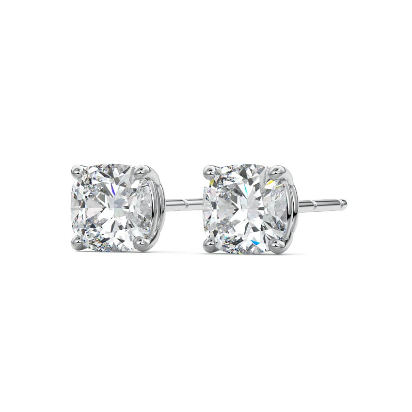 Platinum Round Diamond Solitaire Stud Earrings