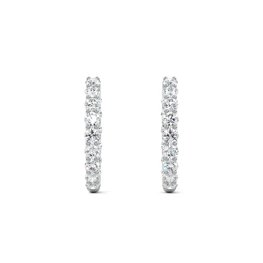 White gold Round Diamond Hoop Earrings