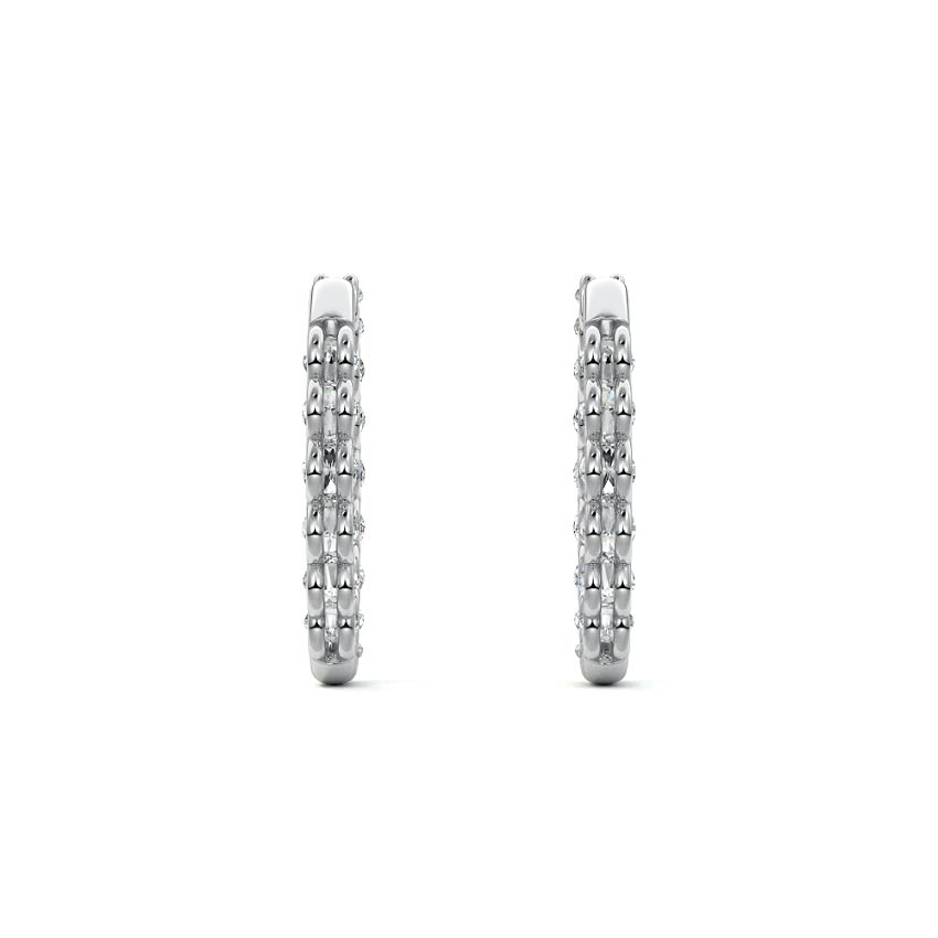 White gold Round Diamond Hoop Earrings