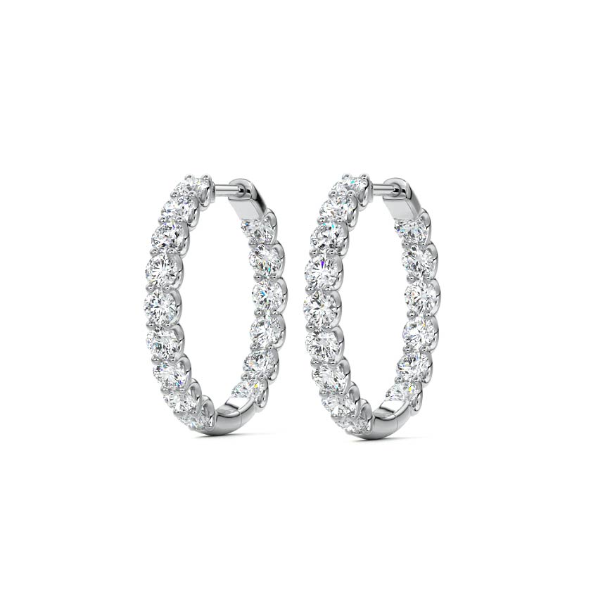 White gold Round Diamond Hoop Earrings