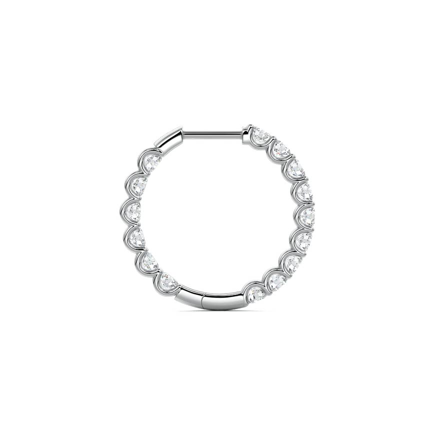 White gold Round Diamond Hoop Earrings