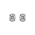 Rose gold Cushion Diamond Bezel Stud Earrings