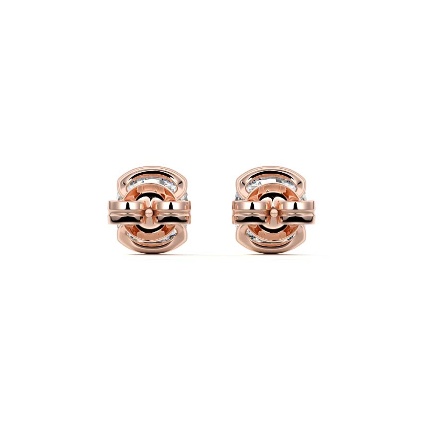Rose gold Cushion Diamond Bezel Stud Earrings