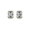 Yellow gold Emerald Diamond Bezel Stud Earrings