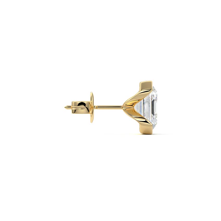 Yellow gold Emerald Diamond Bezel Stud Earrings