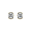 Yellow gold Cushion Diamond Bezel Stud Earrings