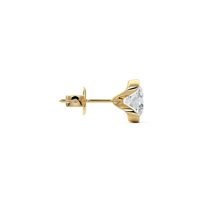 Yellow gold Cushion Diamond Bezel Stud Earrings