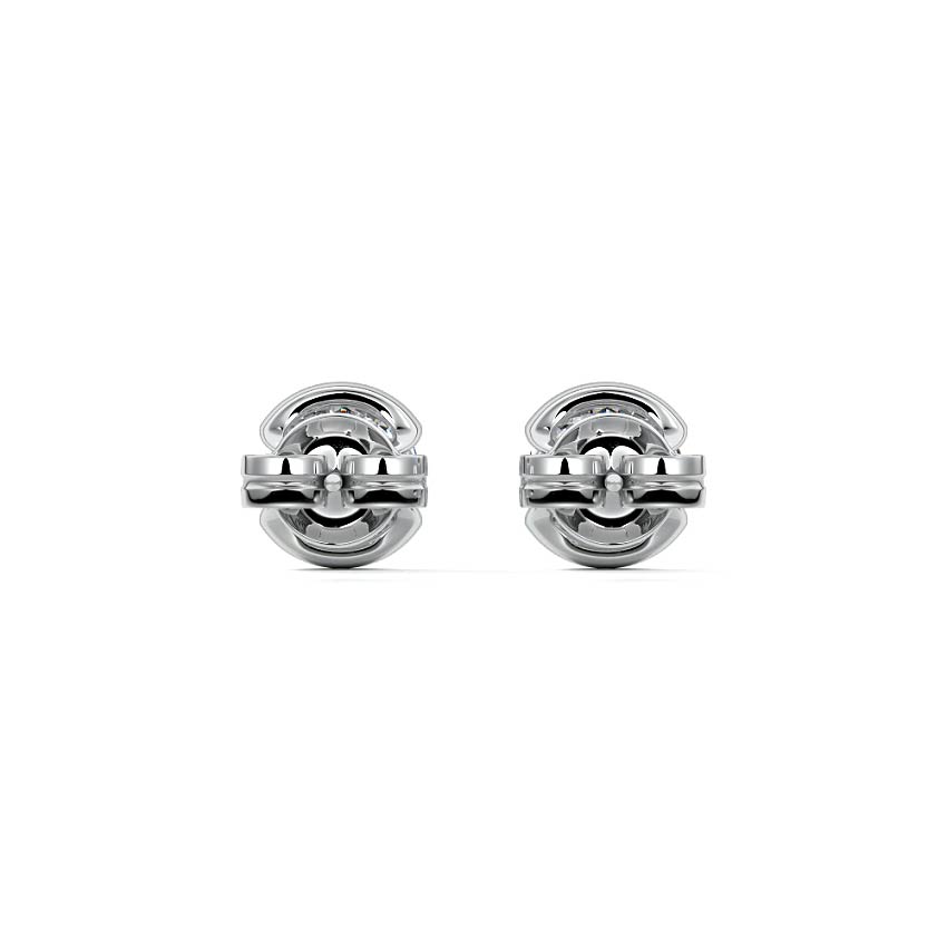 White gold Round Diamond Bezel Stud Earrings