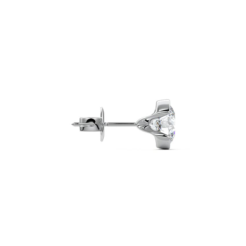 White gold Round Diamond Bezel Stud Earrings