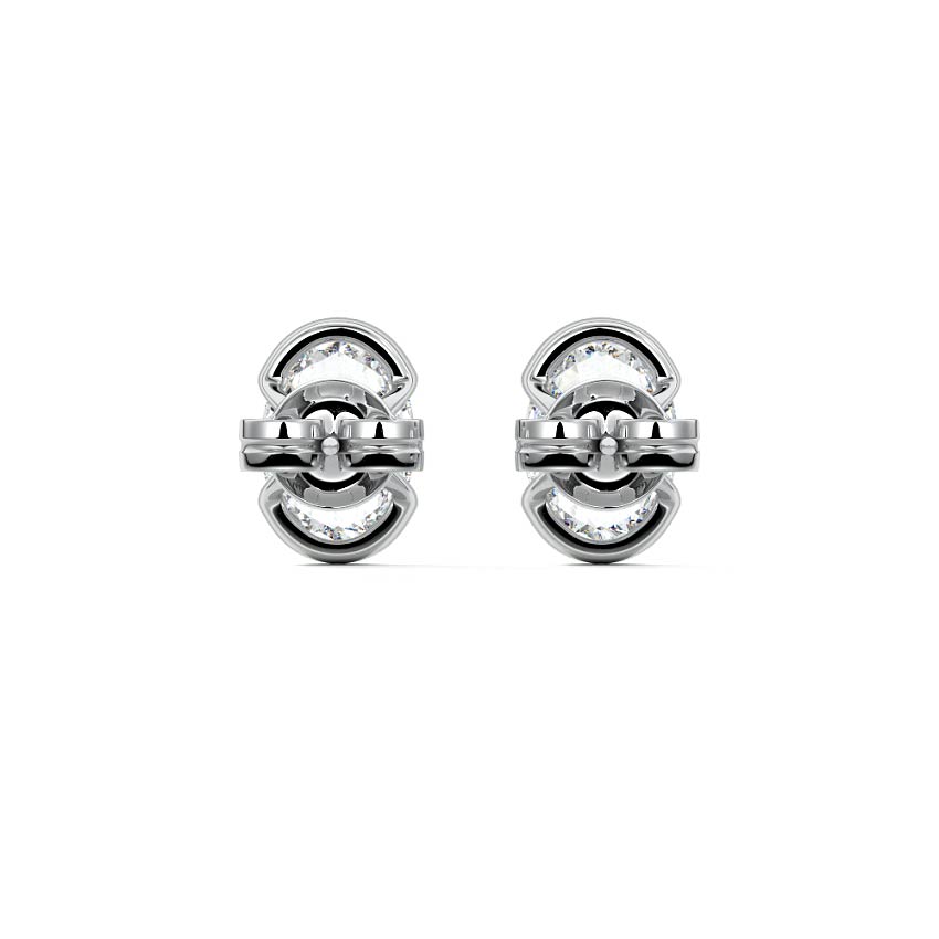 White gold Oval Diamond Bezel Stud Earrings