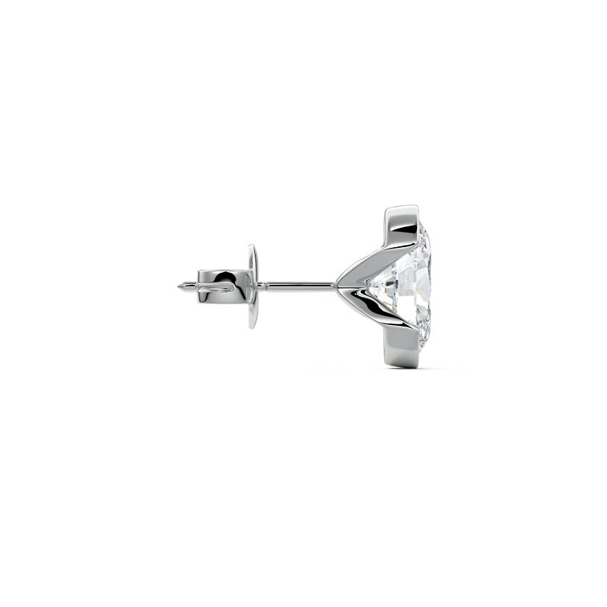 White gold Oval Diamond Bezel Stud Earrings