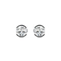 Silver Round Diamond Bezel Stud Earrings