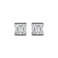 Platinum Princess Diamond Bezel Stud Earrings