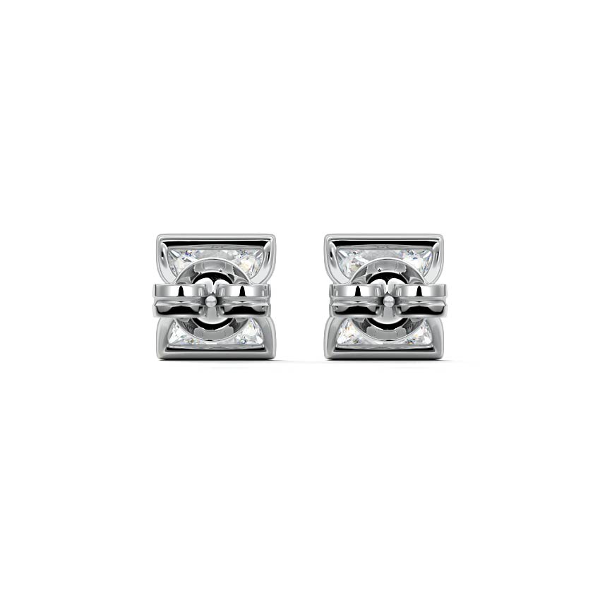 Platinum Princess Diamond Bezel Stud Earrings