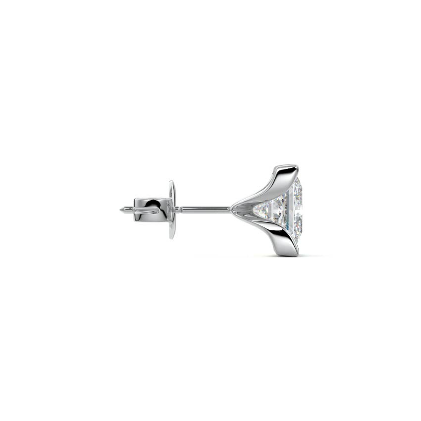 Platinum Princess Diamond Bezel Stud Earrings