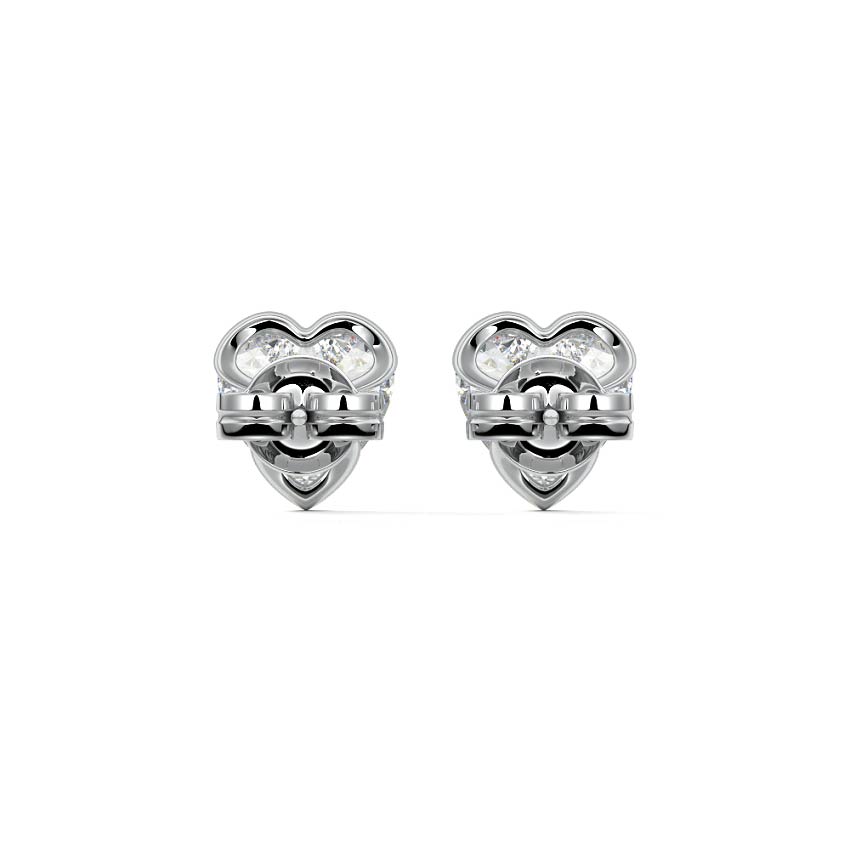 Platinum Heart Diamond Bezel Stud Earrings
