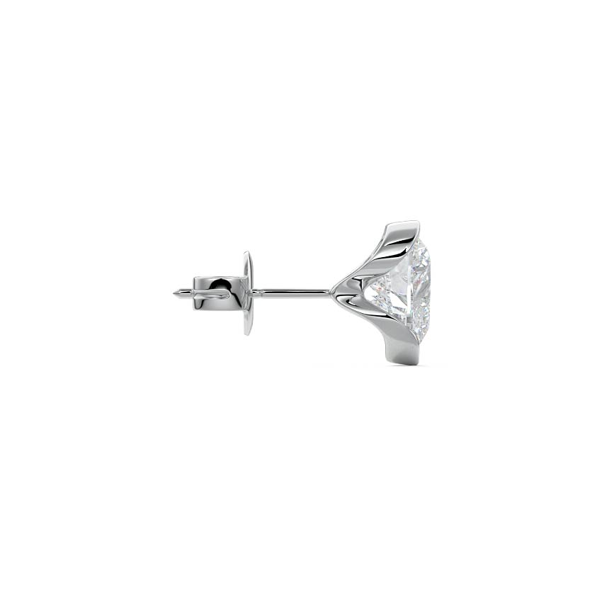 Platinum Heart Diamond Bezel Stud Earrings