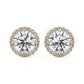 Yellow gold Round Diamond Halo Stud Earrings