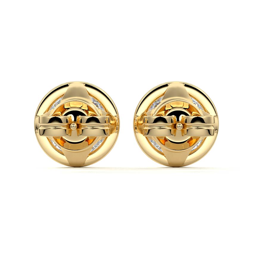 Yellow gold Round Diamond Halo Stud Earrings