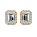 Yellow gold Emerald Diamond Halo Stud Earrings