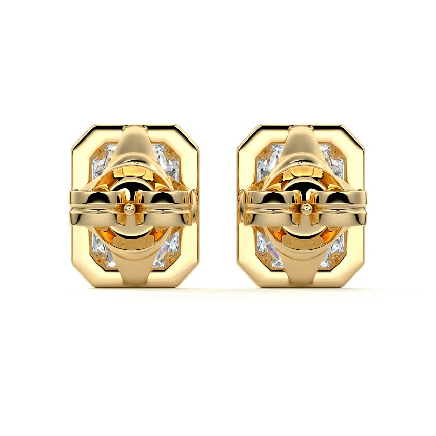 Yellow gold Emerald Diamond Halo Stud Earrings