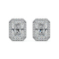 White gold Radiant Diamond Halo Stud Earrings