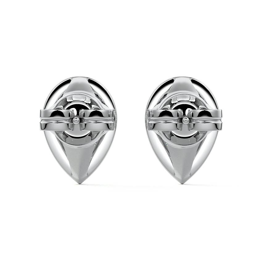 Silver Pear Diamond Halo Stud Earrings