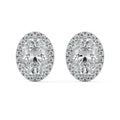 Platinum Oval Diamond Halo Stud Earrings