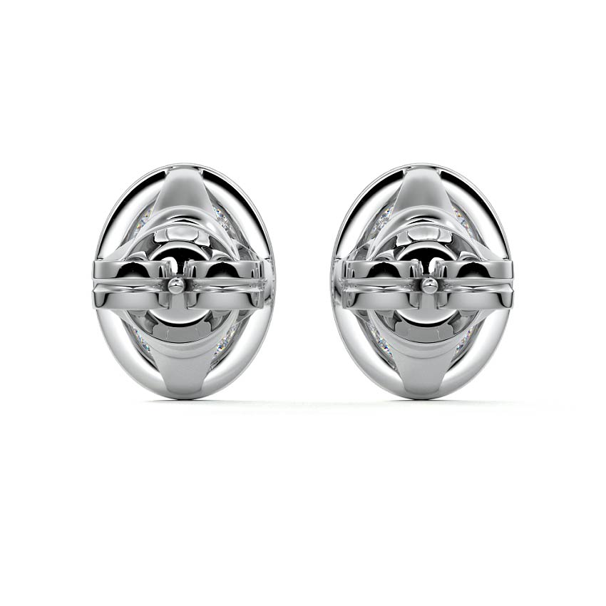 Platinum Oval Diamond Halo Stud Earrings