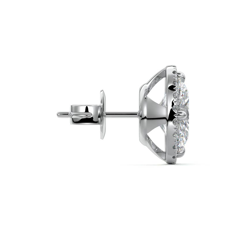 Platinum Oval Diamond Halo Stud Earrings
