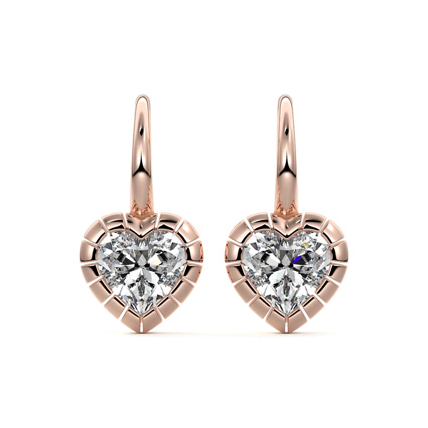 Rose gold Heart Diamond Drop Earrings