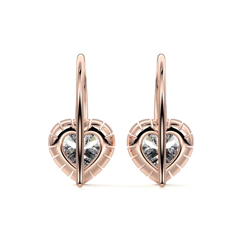 Rose gold Heart Diamond Drop Earrings